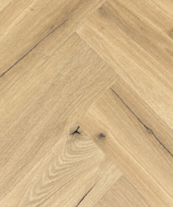 Natuurlijk eiken HS13 PVC vloer in visgraat met fijne houtnerf en donkere noesten