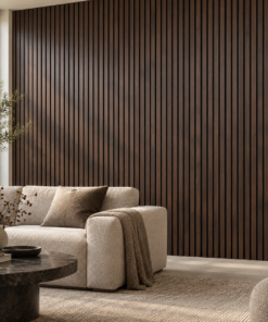 Akoestisch wandpaneel Mokka Donker in een interieur – digitale sfeerimpressie