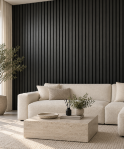 Akoestisch wandpaneel Onyx Zwart in een interieur – digitale sfeerimpressie
